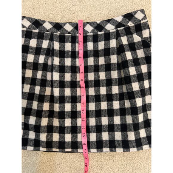 Club Monaco Black & White Checkered Plaid Mini Skirt Cashmere Wool Size XL 14 - Picture 8 of 10